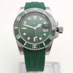 Men's Green Dial Diver-Style Automatic Watch with Rubber Strap(Three Colors Available)