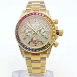 Rainbow Gemstone Chronograph Watch