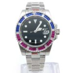 Radiant Blue & Pink Sapphire Bezel Automatic Watch