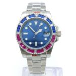 Azure Depths: Blue Dial & Bi-Color Crystal Bezel Watch