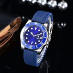 Men's Diver Automatic Watch – Blue Dial & Blue Rubber Strap