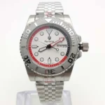 Men's Watch – White Dial, Red & Black Accents