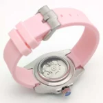 Diver-Style Watch - White Dial, Pink Bezel & Rubber Strap - Image 9
