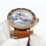 Artistic Diver Watch - "Great Wave" Dial with Bronze Case - Image 8