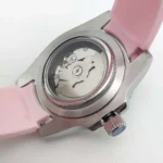 Diver-Style Watch - White Dial, Pink Bezel & Rubber Strap - Image 8