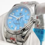 Men's Automatic Watch - Blue Marbled Dial with Diamond Hour Markers - Image 5