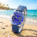 Men's Diver Automatic Watch – Blue Dial & Blue Rubber Strap - Image 7
