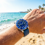 Men's Diver Automatic Watch – Blue Dial & Blue Rubber Strap - Image 2