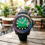 Rainbow Gem Bezel Diver Watch - Image 12