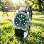 Tactical Green Diver Automatic Watch – Green Dial with Camo Strap - Image 7