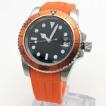 Men's Watch - Black Dial, Orange Bezel & Rubber Strap - Image 3