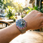Radiant Blue & Pink Sapphire Bezel Automatic Watch - Image 13