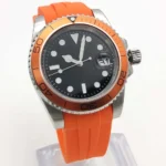 Men's Watch - Black Dial, Orange Bezel & Rubber Strap - Image 4