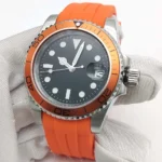 Men's Watch - Black Dial, Orange Bezel & Rubber Strap - Image 8