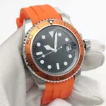Men's Watch - Black Dial, Orange Bezel & Rubber Strap - Image 7