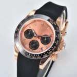 Men's Chronograph Watch – Rose Gold Case with Black Rubber Strap - Image 4
