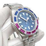 Azure Depths: Blue Dial & Bi-Color Crystal Bezel Watch - Image 2