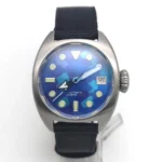 Men's Automatic Diver Watch with Blue Geometric Dial