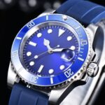 Men's Diver Automatic Watch – Blue Dial & Blue Rubber Strap - Image 3