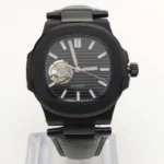 Men's Black Automatic Watch with Leather Strap（2 Options）