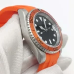 Men's Watch - Black Dial, Orange Bezel & Rubber Strap - Image 6