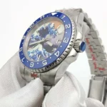 Men's Automatic Watch with "Great Wave" Art Dial & Blue Bezel - Image 5