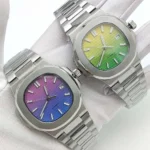 Men's Rainbow Gradient Dial Automatic Watch - Stainless Steel Luxury Sport Timepiece(Two Colors Available) - Image 2