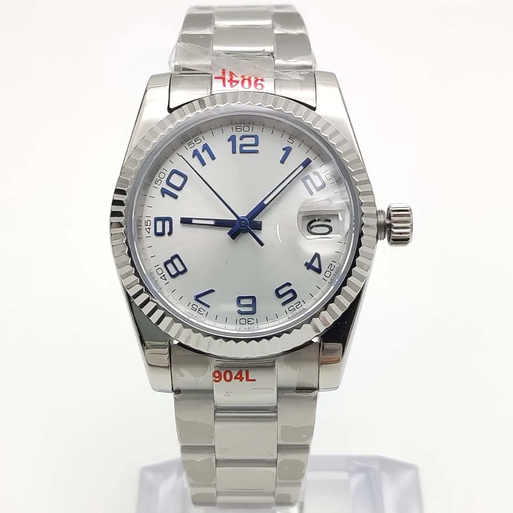 3 (1) Men's Classic Automatic Watch with White Dial & Blue Accents - Image 1