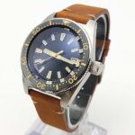 Men's Vintage Diver – Deep Blue Dial Automatic Watch with Leather Strap - Image 2