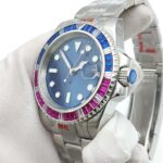 Azure Depths: Blue Dial & Bi-Color Crystal Bezel Watch - Image 3