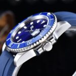 Men's Diver Automatic Watch – Blue Dial & Blue Rubber Strap - Image 4