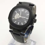 Men's Black Automatic Watch with Leather Strap（2 Options） - Image 4