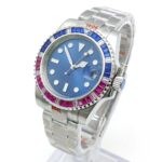Azure Depths: Blue Dial & Bi-Color Crystal Bezel Watch - Image 4
