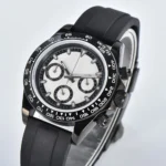 Black Ceramic Chronograph Watch with Tachymeter Bezel & White Dial - Image 3