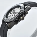Black Ceramic Chronograph Watch with Tachymeter Bezel & White Dial - Image 4