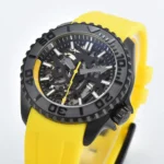 Men's Automatic Skeleton Dive Watch with Yellow Rubber Strap - Image 3