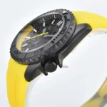 Men's Automatic Skeleton Dive Watch with Yellow Rubber Strap - Image 4