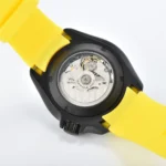 Men's Automatic Skeleton Dive Watch with Yellow Rubber Strap - Image 5