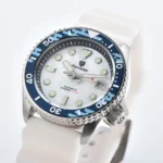 Men's Automatic Watch - White Dial and Blue Camo Bezel - Image 3