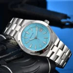 Vintage-Inspired Turquoise Steel Watch - Image 8