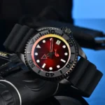 Men's Diver Watch with Red Gradient Dial and Date Function(Three Colors Available) - Image 6