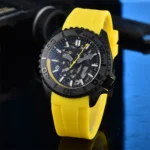 Men's Automatic Skeleton Dive Watch with Yellow Rubber Strap - Image 7
