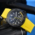 Men's Automatic Skeleton Dive Watch with Yellow Rubber Strap - Image 8