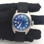 Men's Automatic Diver Watch with Blue Geometric Dial - Image 5