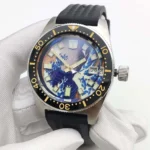 Men's Automatic Dive Watch with Wave Art Dial - Image 5