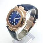 Luxury Automatic Watch with Blue Dial and Rose Gold Case - Image 4