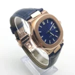 Luxury Automatic Watch with Blue Dial and Rose Gold Case - Image 3