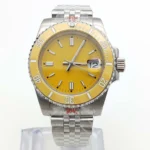 Men's Automatic Dive Watch with Yellow Dial & Unidirectional Bezel