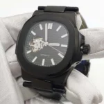 Men's Black Automatic Watch with Leather Strap（2 Options） - Image 6