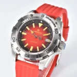 Diver's Automatic Watch with Orange Rubber Strap - Image 2